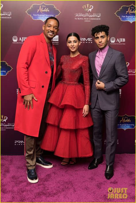 Will Smith, Naomi Scott and Mena Massoud at the “Aladdin” 